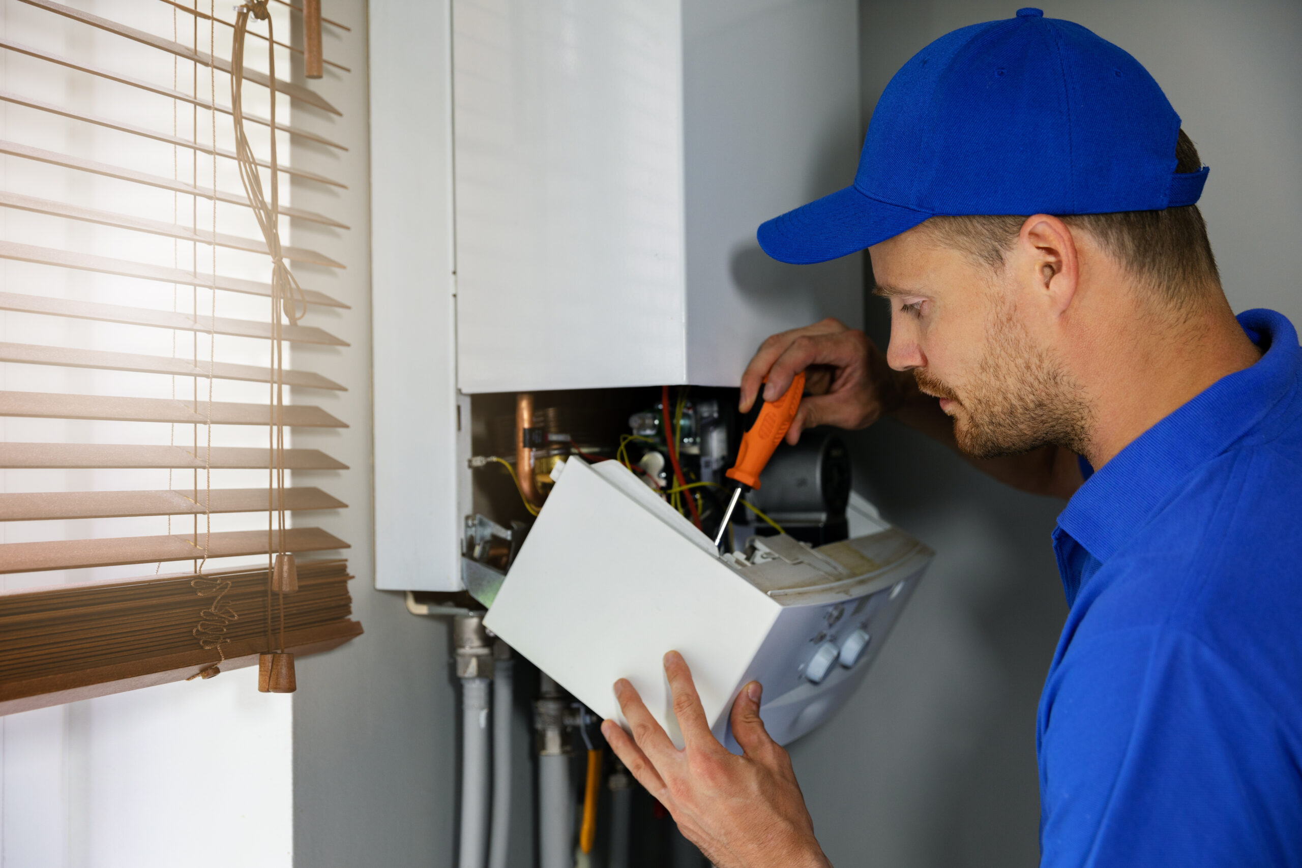 LM Wilson Technician Fixing a Broken HVAC Boiler